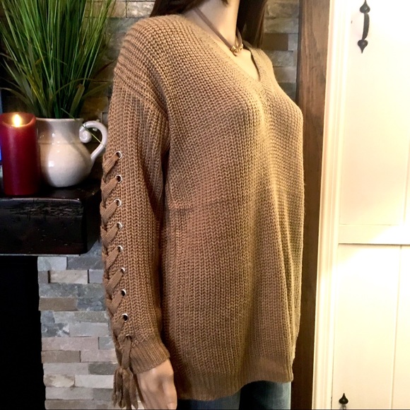 COMFORTABLE TIE SLEEVES LOOSE FIT SWEATER - Picture 5 of 9